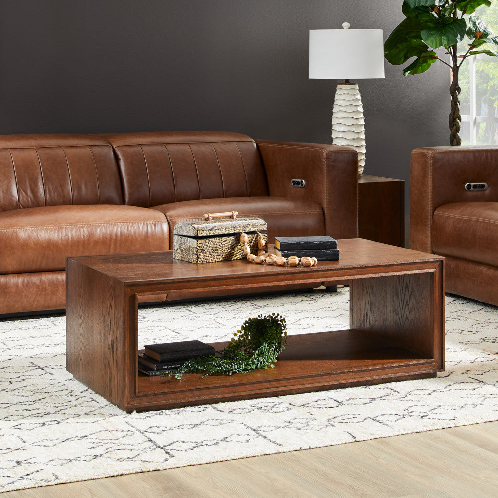Waterfall Rectangular Coffee Table with Casters - Brown - 5000007677