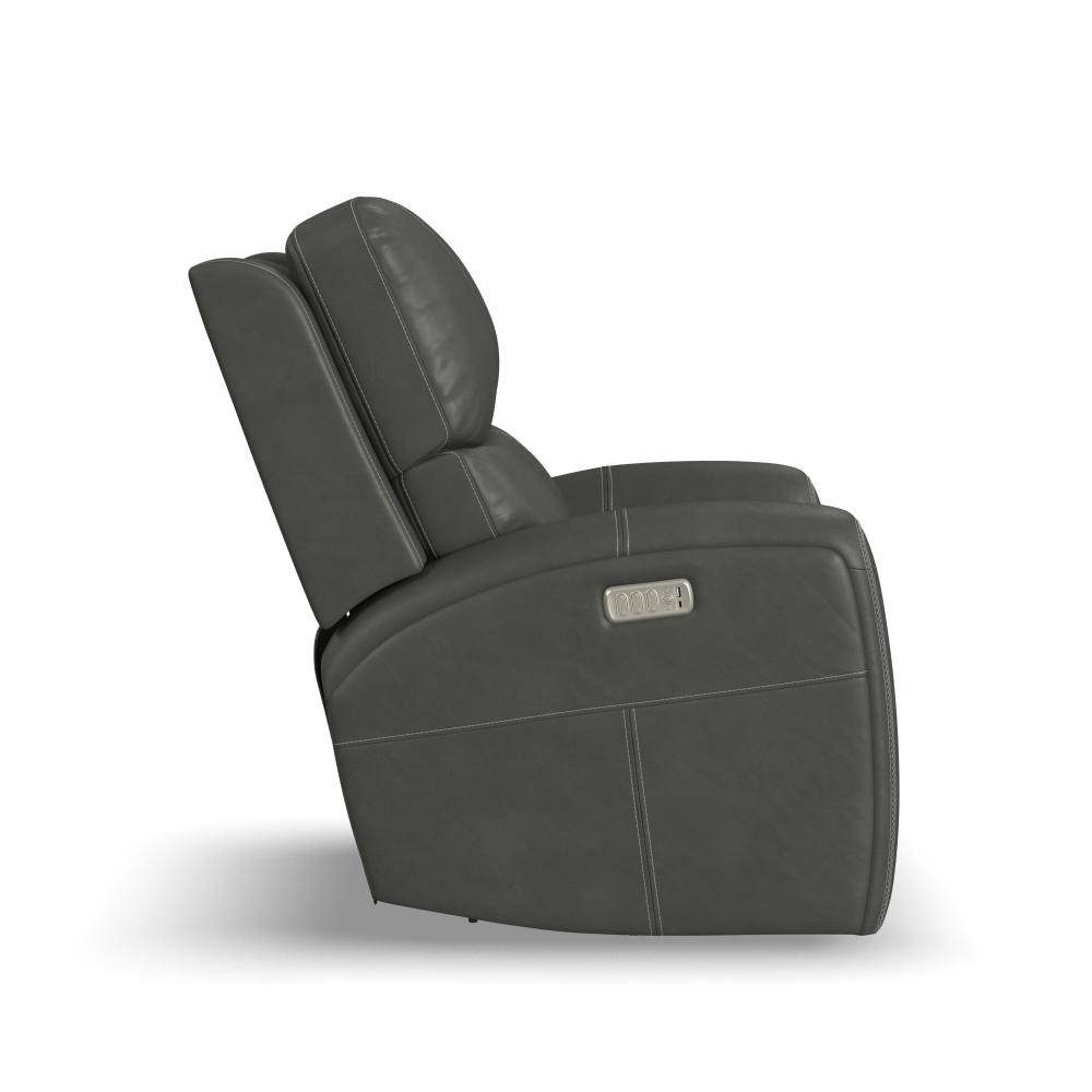Linden Power Swivel Gliding Recliner with Power Headrest, Lumbar, Heat & Massage - Black
