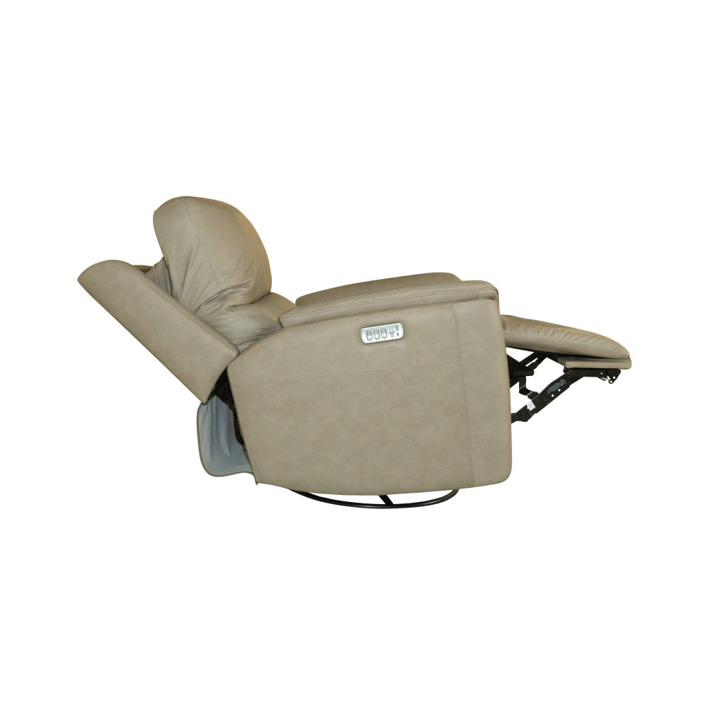 Henry Power Swivel Gliding Recliner with Power Headrest, Lumbar, Heat & Massage - Beige