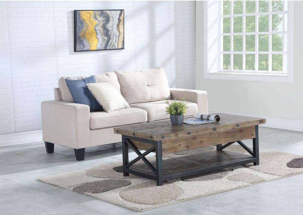 Carpenter Collection - Rectangular Lift-Top Coffee Table with Casters