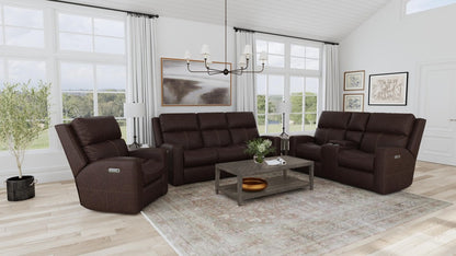 Score Power Reclining Sofa with Power Headrests & Lumbar - Leather 654-70