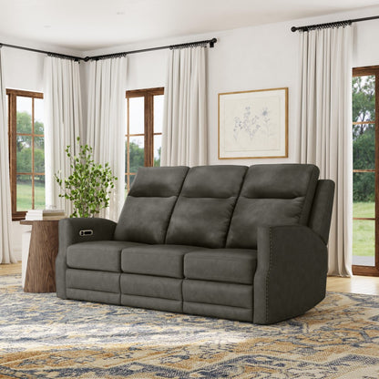 Maxwell Power Reclining Sofa with Power Headrests and Lumbar - Gray