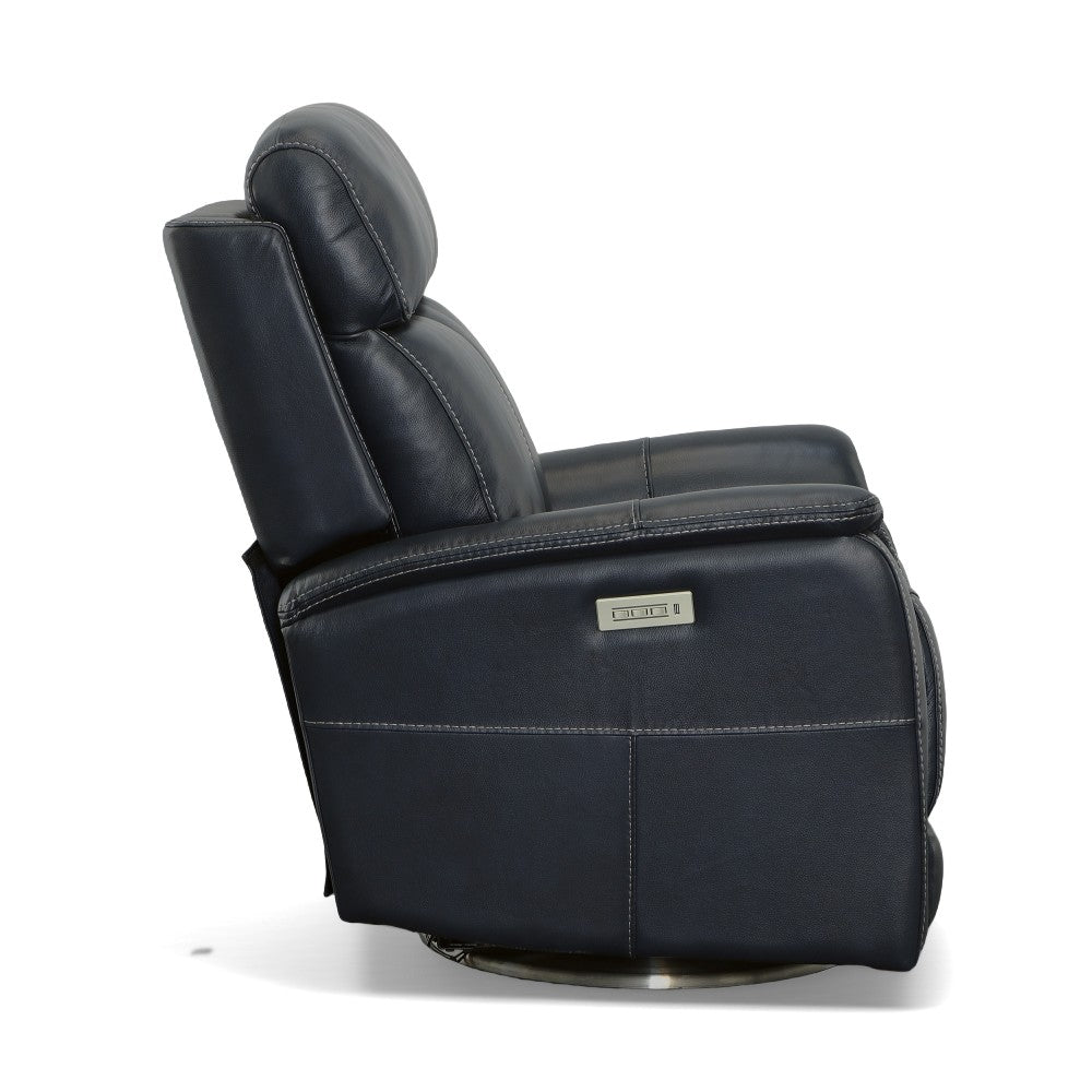 View Power Swivel Recliner with Power Headrest - Leather 050-40