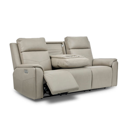 Vernon Power Reclining Sofa with Console, Power Headrest, Lumbar, Heat & Massage - Fabric 386-01