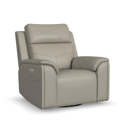 Vernon Power Swivel Gliding Recliner with Power Headrest, Lumbar, Heat & Massage - Taupe