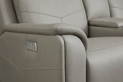 Vernon Power Reclining Loveseat with Console, Power Headrests, Lumbar, Heat & Massage - Sand