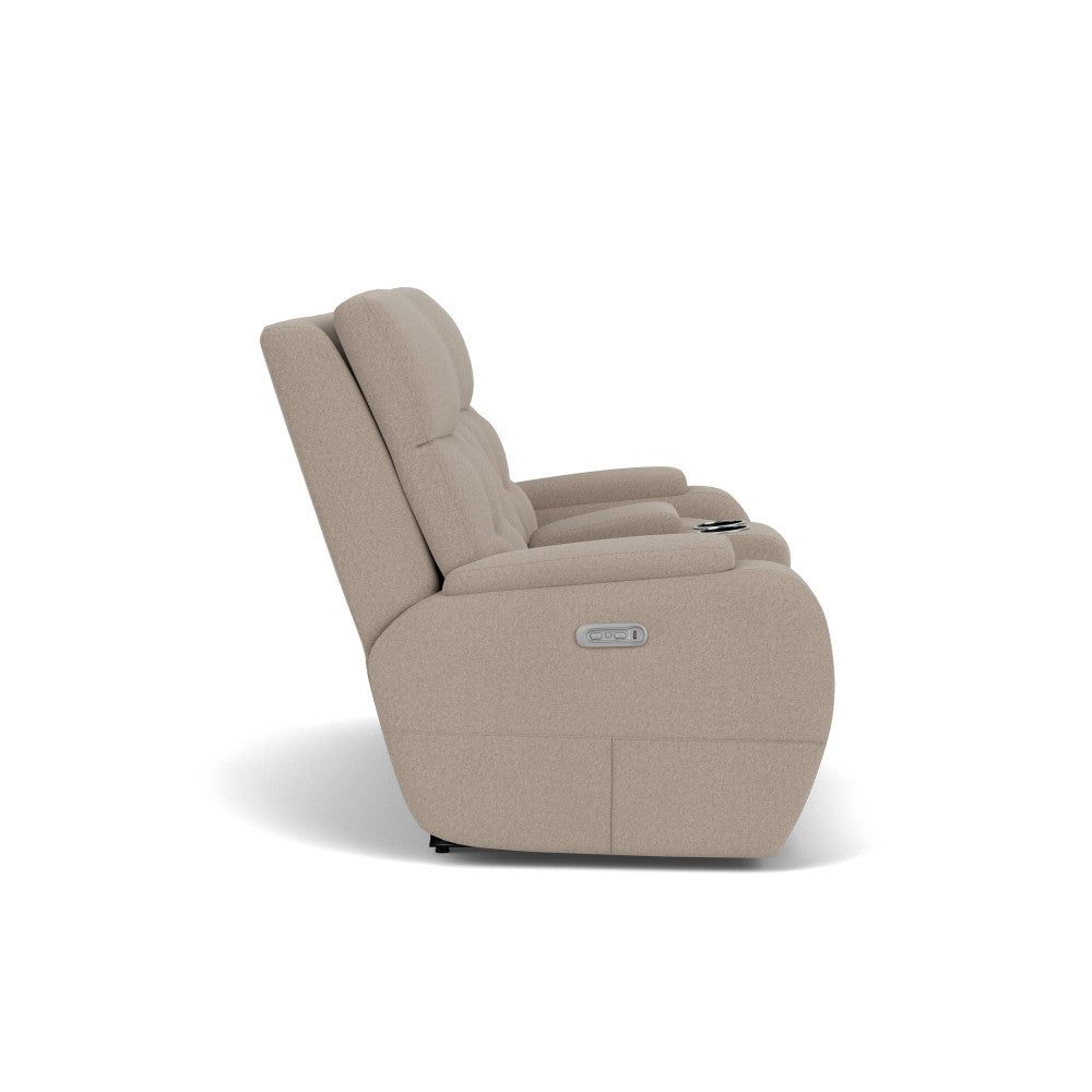 Strait Power Reclining Loveseat with Console & Power Headrests - Default Title