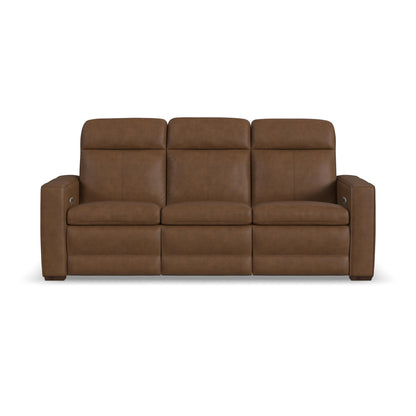Dutch Power Reclining Sofa with Console, Power Headrest, & Lumbar - Leather 562-80