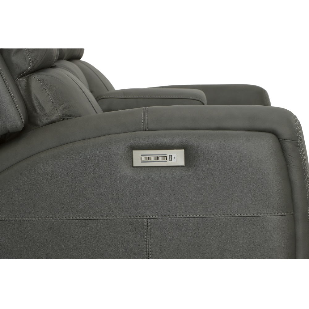 Linden Power Reclining Loveseat with Console & Power Headrests & Lumbar - Leather 946-02