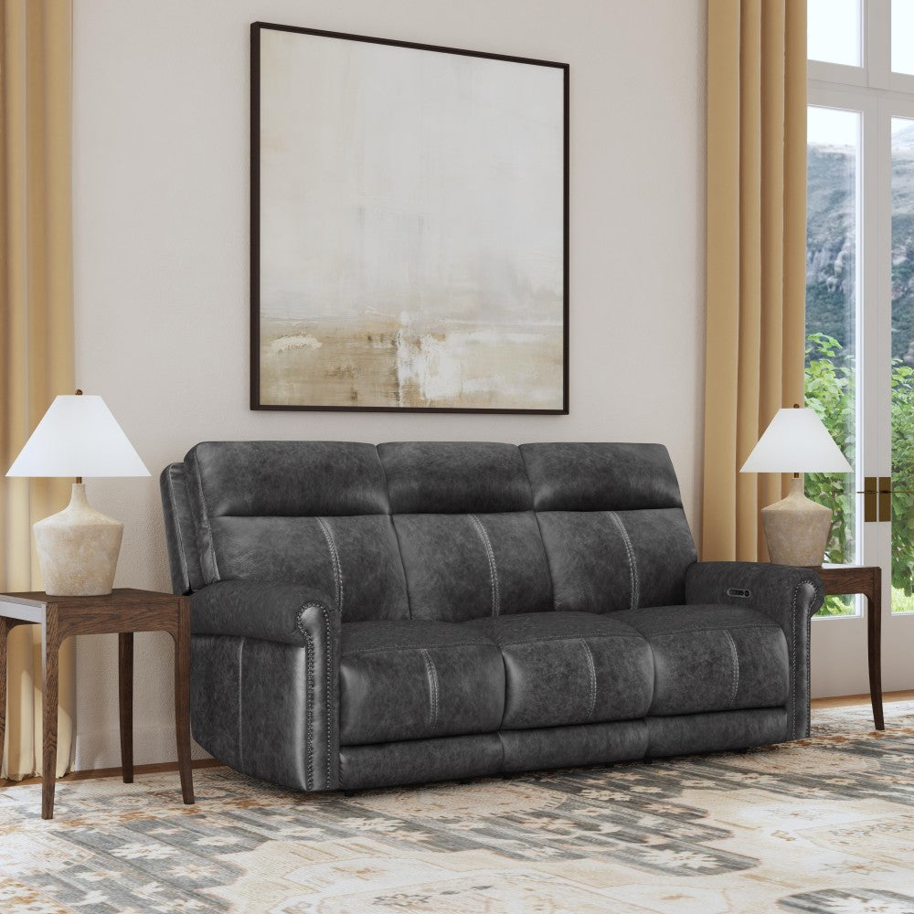 Alexander Power Reclining Sofa with Console, Power Headrest & Lumbar - Leather 706-03