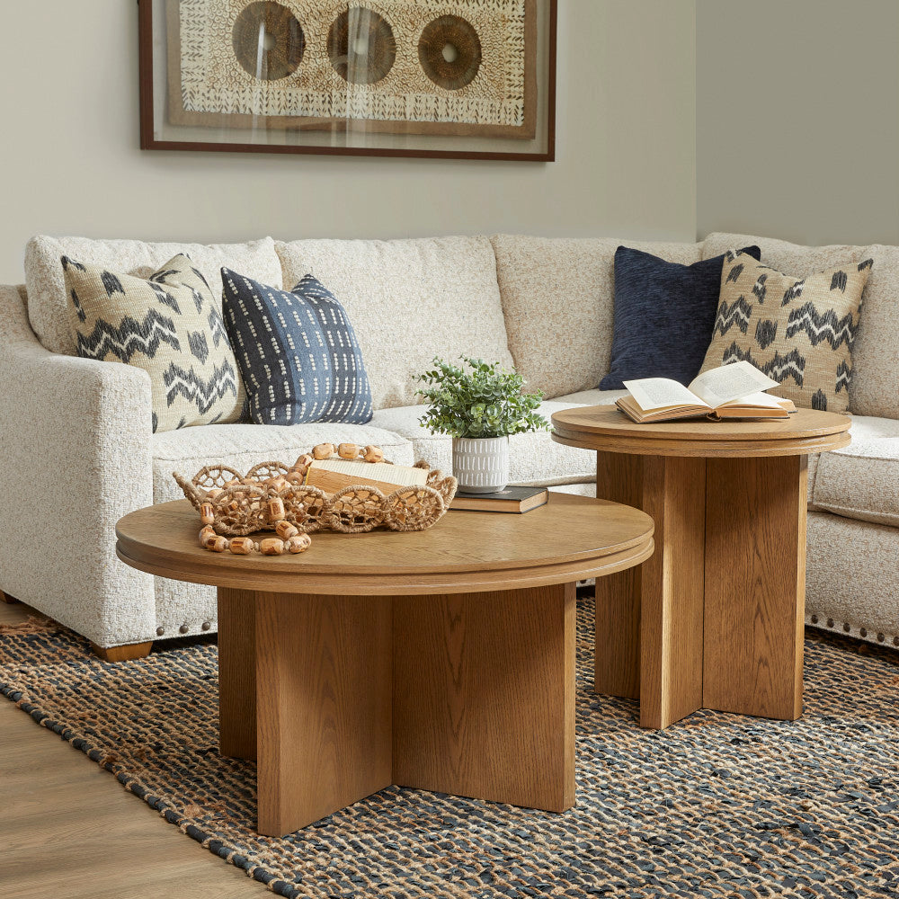 Waterfall Round Coffee Table - Brown