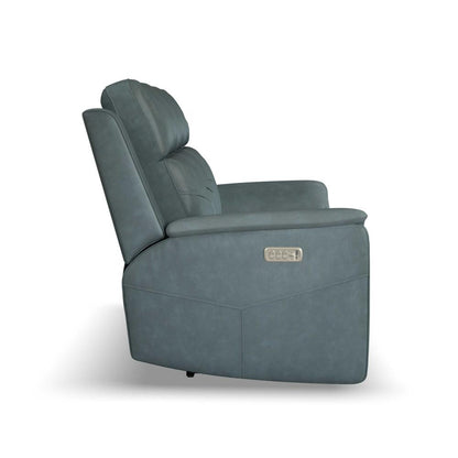 Vernon Power Reclining Sofa with Console, Power Headrest, Lumbar, Heat & Massage - Fabric 386-40