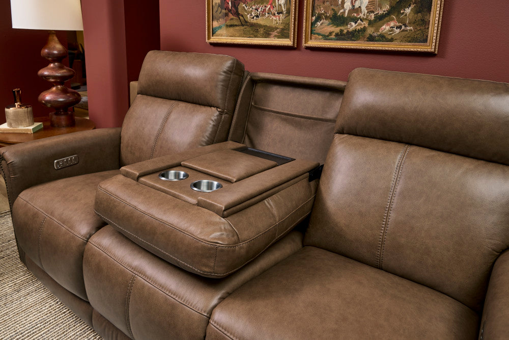 Alexander Power Reclining Sofa with Console, Power Headrest & Lumbar - Leather 706-71