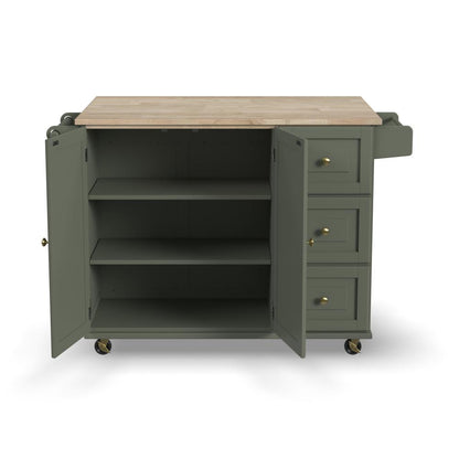 Dolly Madison Drop Leaf Kitchen Cart - Green