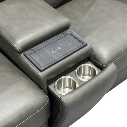 Maxwell Power Reclining Loveseat with Console, Power Headrests and Lumbar - Black