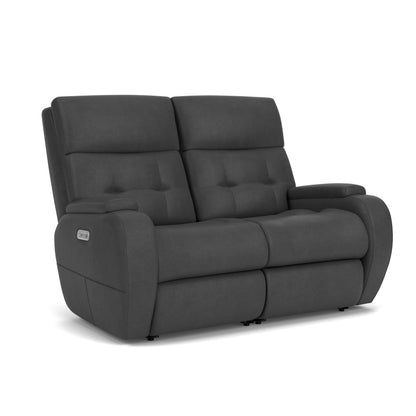 Strait Power Reclining Loveseat with Power Headrests - Leather 653-80