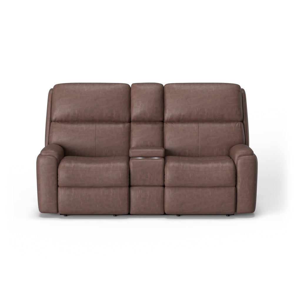 Rio Power Reclining Loveseat with Console & Power Headrests - Leather 665-70