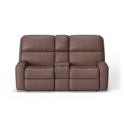Rio Power Reclining Loveseat with Console & Power Headrests - Leather 665-70