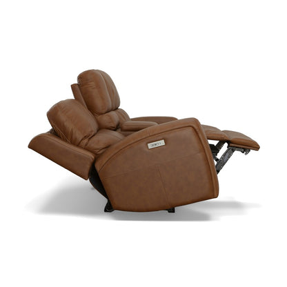 Linden Power Reclining Loveseat with Console & Power Headrests & Lumbar - Leather 946-72