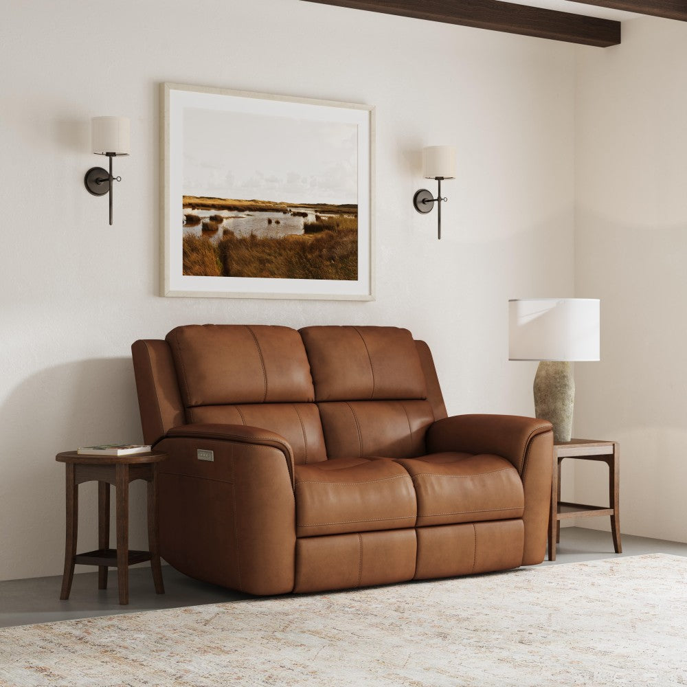 Henry Power Reclining Loveseat with Power Headrests & Lumbar - Leather 946-72