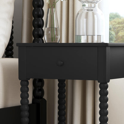 Spindle Queen Bed and Two Nightstands - Black