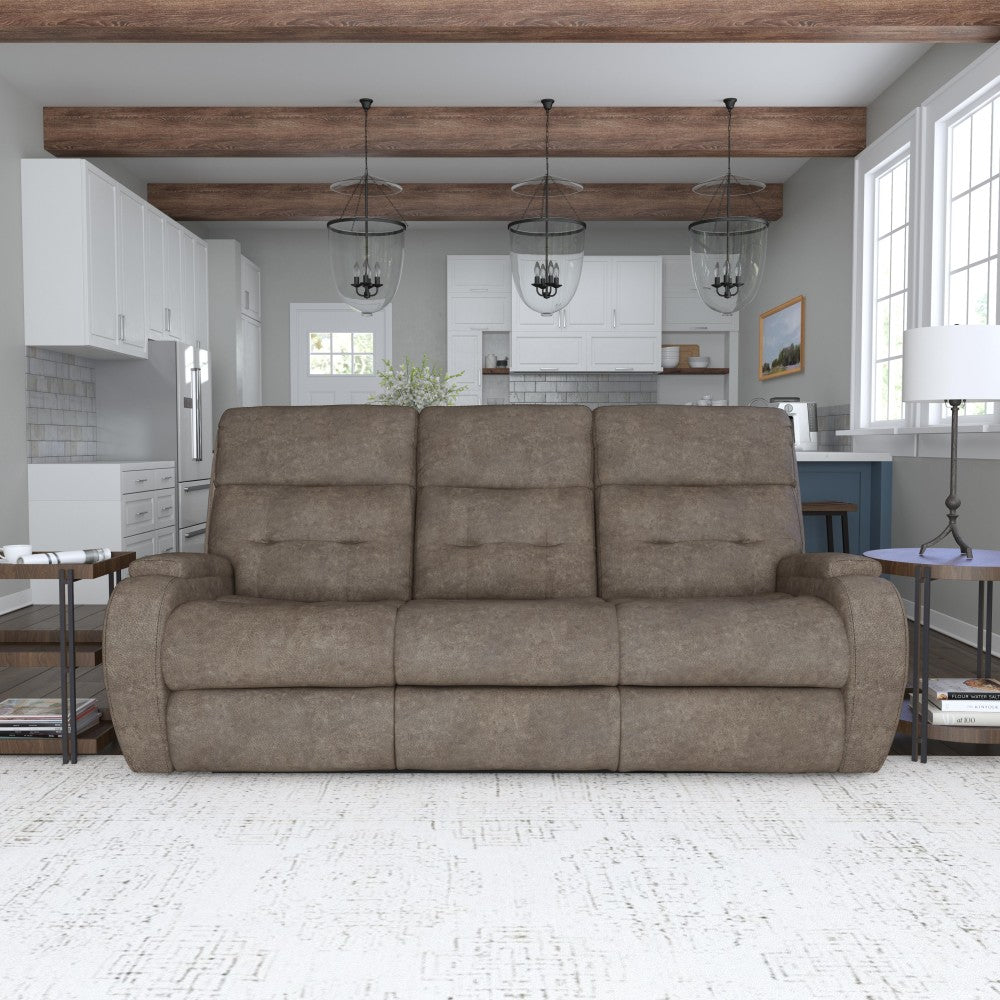 Strait Power Reclining Sofa with Power Headrests - Leather 653-80