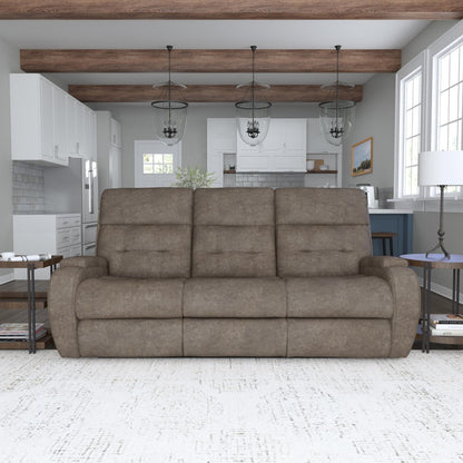 Strait Power Reclining Sofa with Power Headrests - Leather 653-80