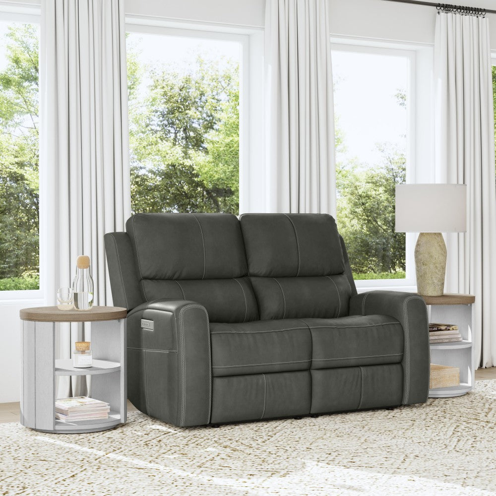Linden Power Reclining Loveseat with Power Headrests & Lumbar - Leather 946-02