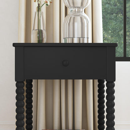 Spindle Queen Bed and Two Nightstands - Black