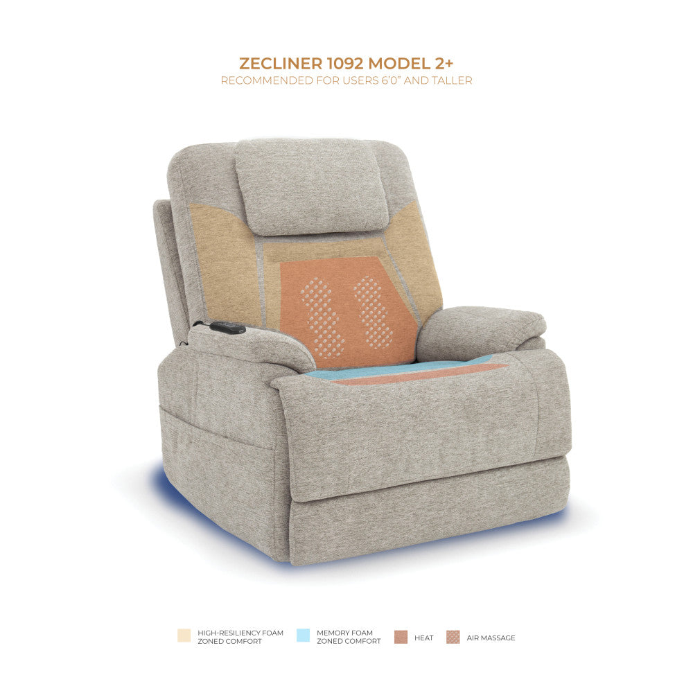 Zecliner Model 2+ Power Lift Sleep Recliner with Power Headrest, Lumbar, Heat & Massage - Default - 5000008530