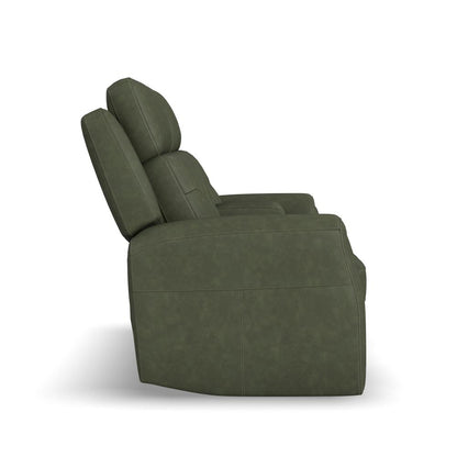 Felix Power Reclining Loveseat with Console, Power Headrest, Lumbar, Heat & Massage - Leather 408-21