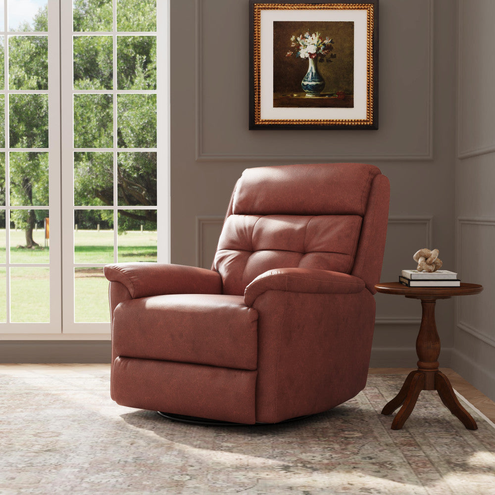 Sophisticated Power Swivel Gliding Recliner with Power Headrest & Lumbar - Leather 665-54