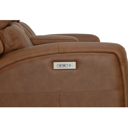 Linden Power Reclining Loveseat with Console & Power Headrests & Lumbar - Leather 946-72