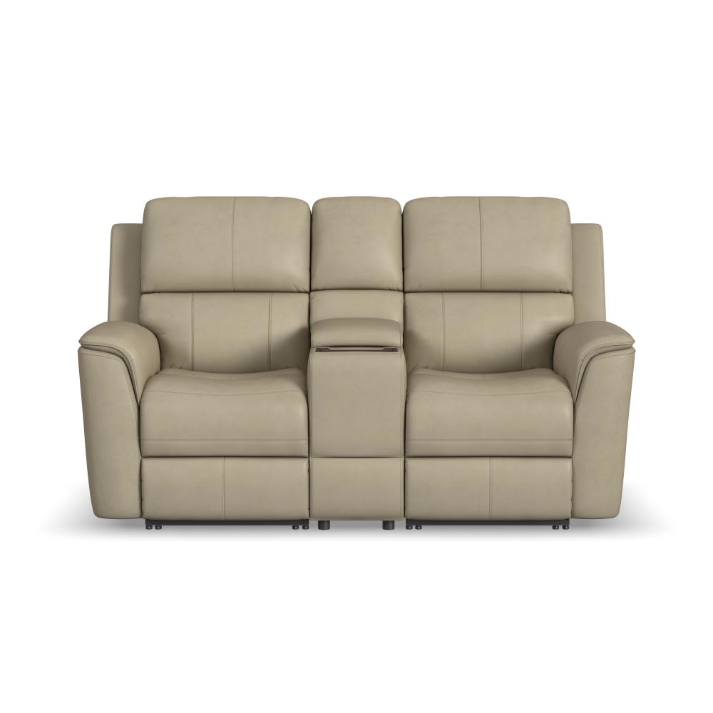 Henry Power Reclining Loveseat with Console & Power Headrests & Lumbar - Leather 946-80