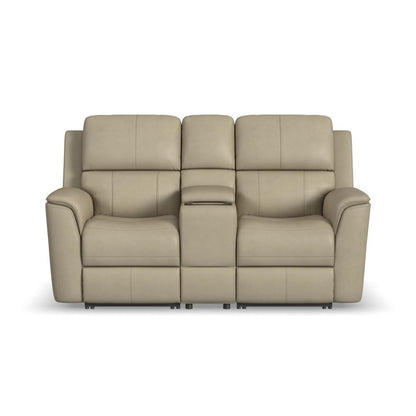 Henry Power Reclining Loveseat with Console & Power Headrests & Lumbar - Leather 946-80