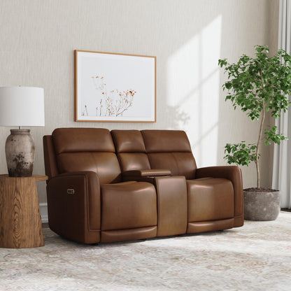 Alister Power Gliding Loveseat with Console, Power Headrests & Lumbar - Leather 734-72