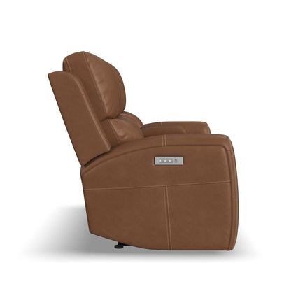 Linden Power Reclining Loveseat with Console & Power Headrests & Lumbar - Leather 946-72