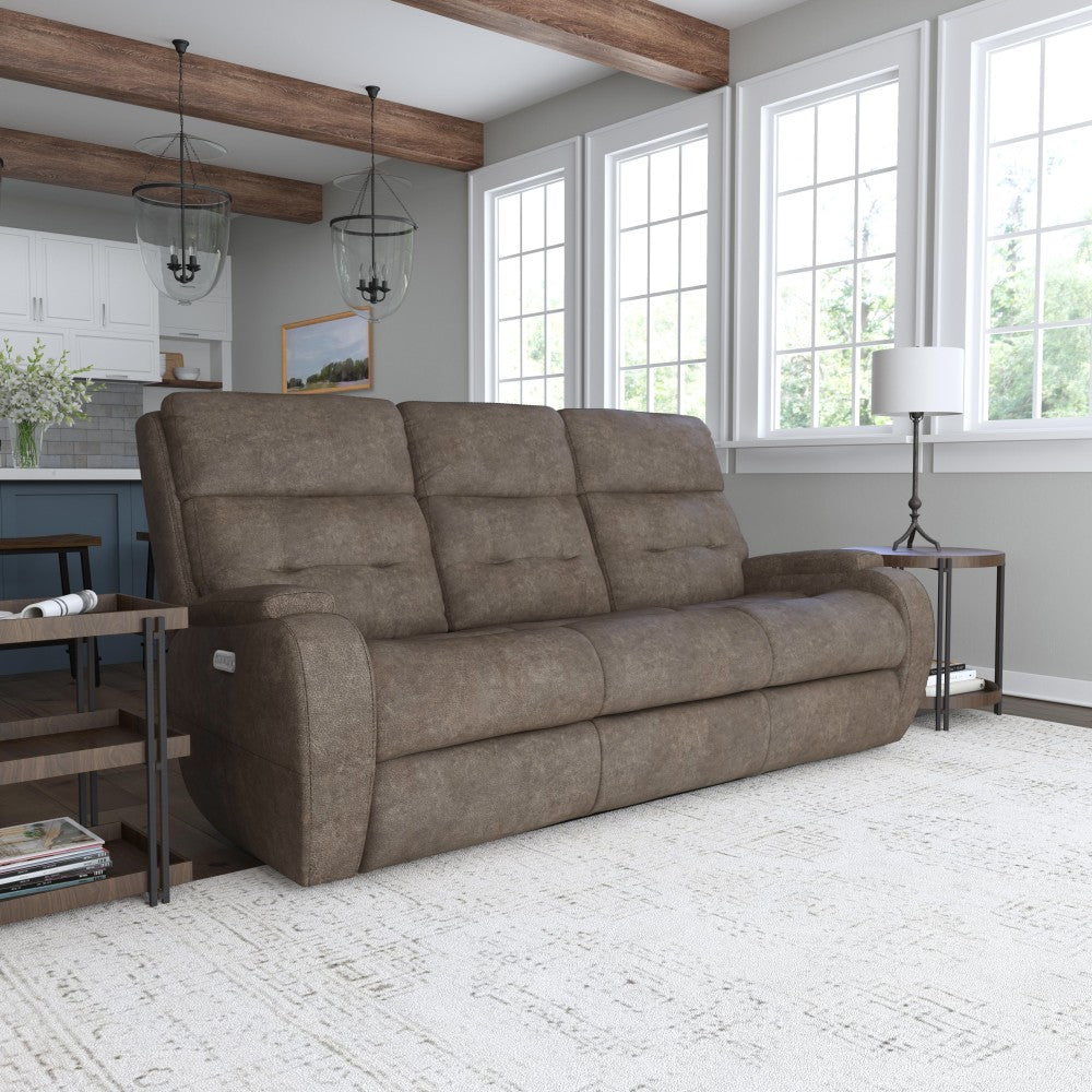 Strait Power Reclining Sofa with Power Headrests - Leather 653-80