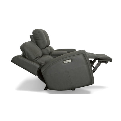 Linden Power Reclining Loveseat with Console & Power Headrests & Lumbar - Leather 946-02