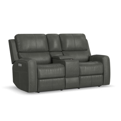 Linden Power Reclining Loveseat with Console & Power Headrests & Lumbar - Leather 946-02