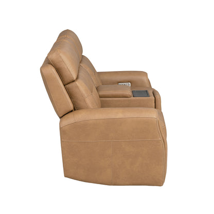 Felix Power Reclining Loveseat with Console, Power Headrest, Lumbar, Heat & Massage - Leather 408-72