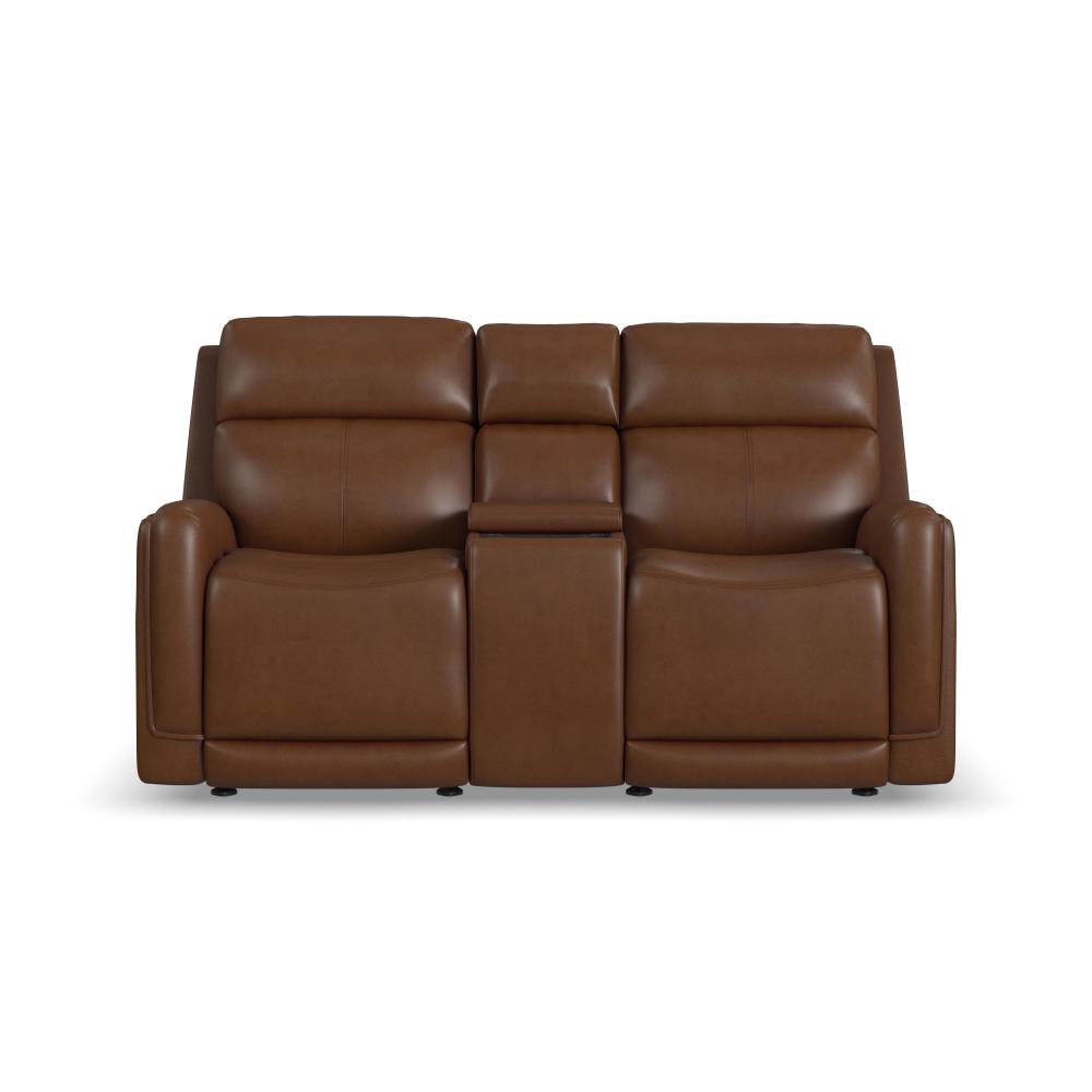 Alister Power Gliding Loveseat with Console, Power Headrests & Lumbar - Leather 734-72