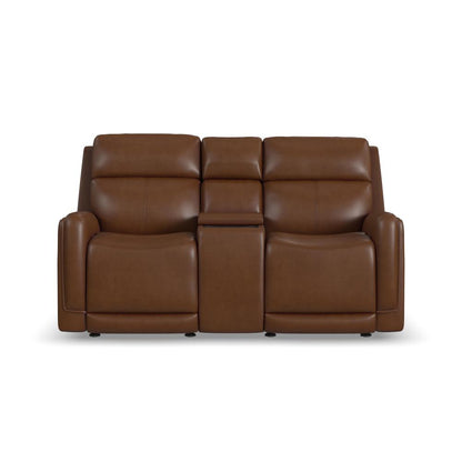 Alister Power Gliding Loveseat with Console, Power Headrests & Lumbar - Leather 734-72