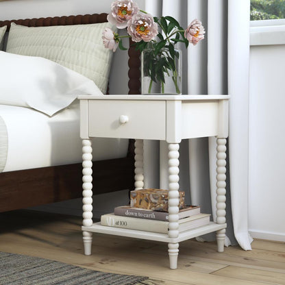 Spindle Nightstand - White