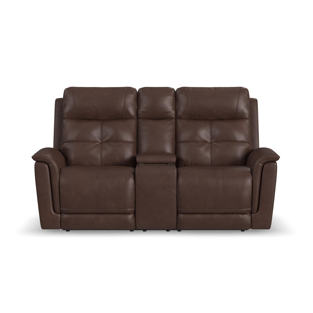 Ranger Power Reclining Loveseat with Console, Power Headrest, Lumbar, Heat & Massage - Leather 439-70