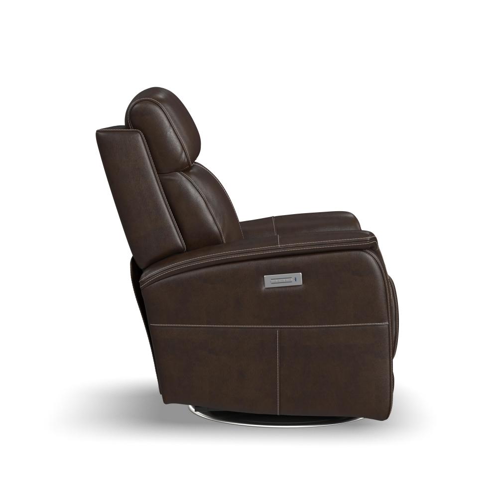 View Power Swivel Recliner with Power Headrest - Leather 050-70