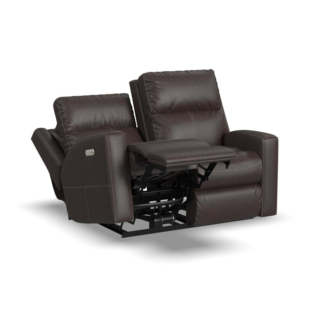 Score Power Reclining Loveseat with Power Headrests & Lumbar - Leather 654-70