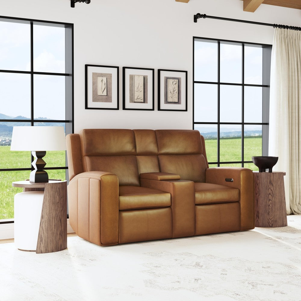 Wyatt Power Reclining Loveseat with Console & Power Headrests & Lumbar - Leather 705-72