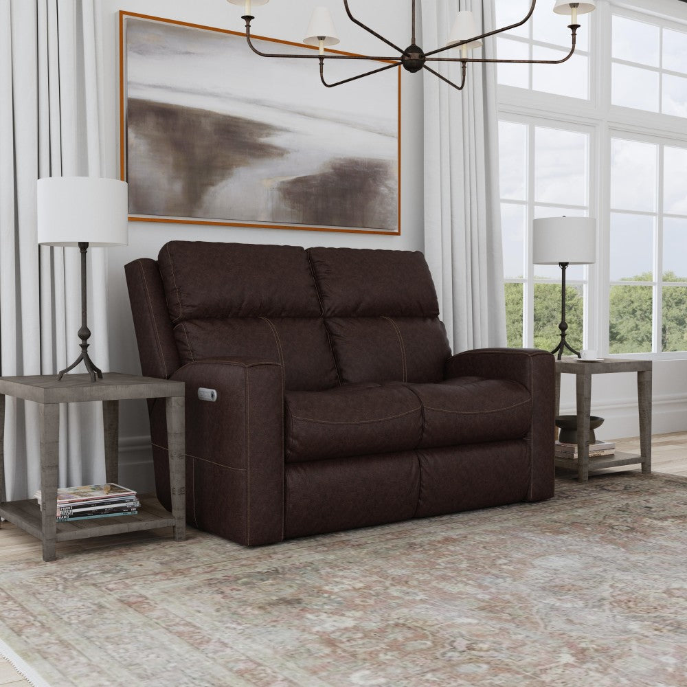 Score Power Reclining Loveseat with Power Headrests & Lumbar - Leather 654-70
