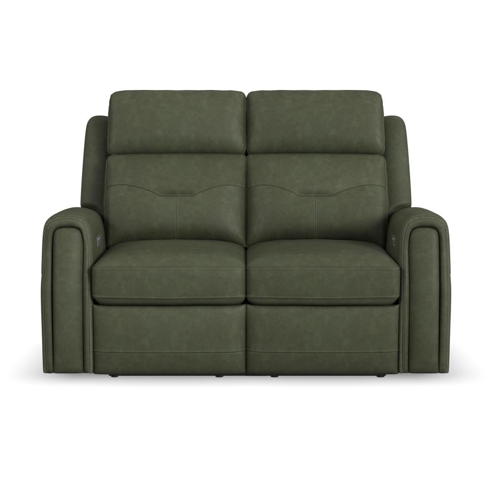 Felix Power Reclining Loveseat with Power Headrest, Lumbar, Heat & Massage - Leather 408-21